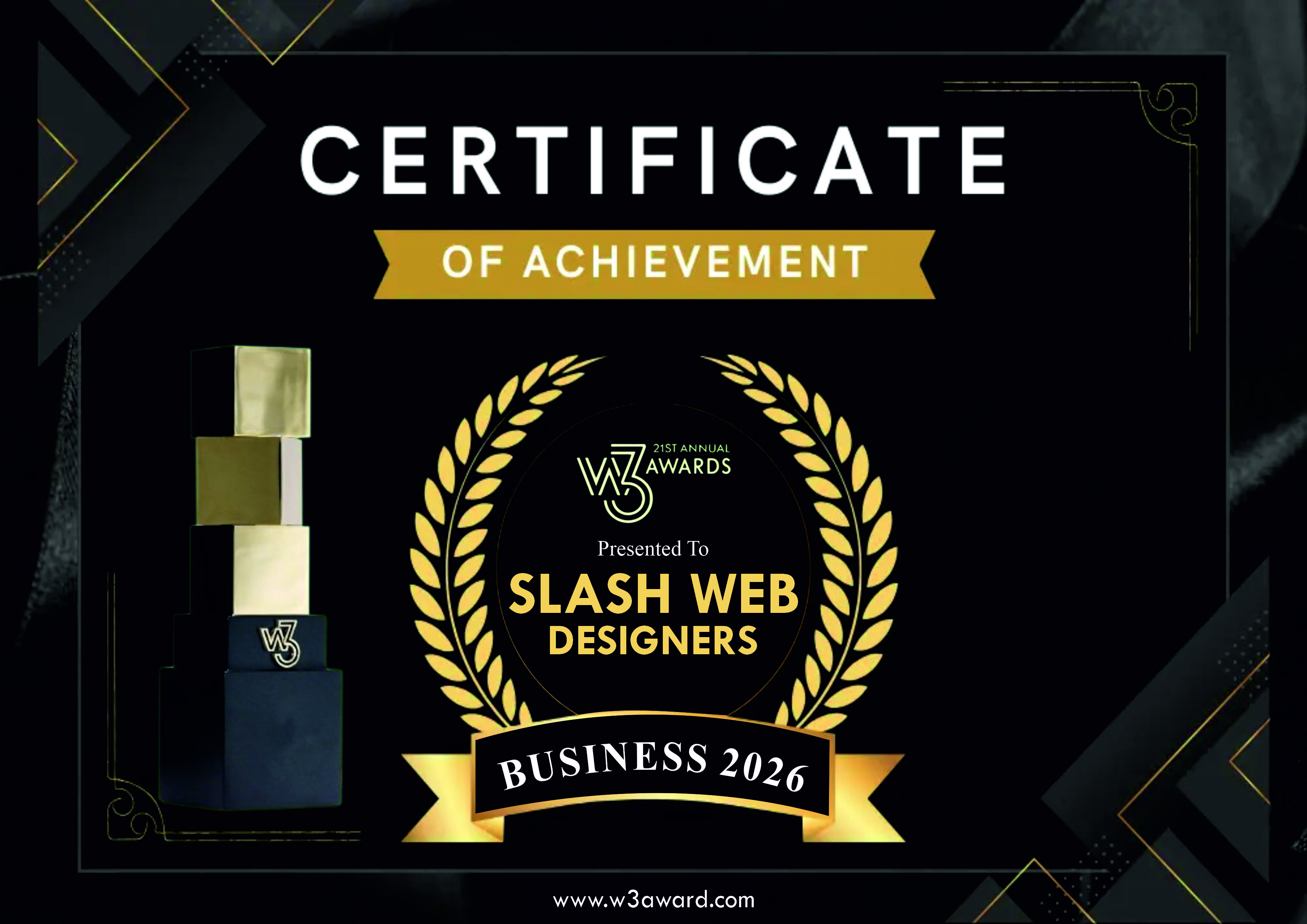 certificate of achivement to slash Web Designers